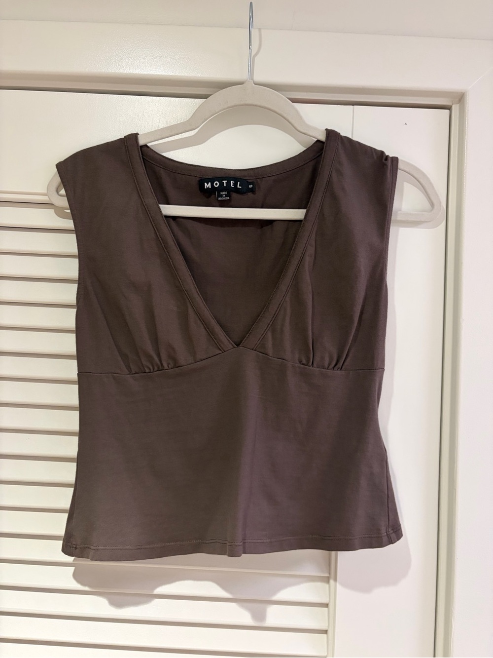 Motel Rocks V-Neck Sleeveless Tank in Chocolate Brown